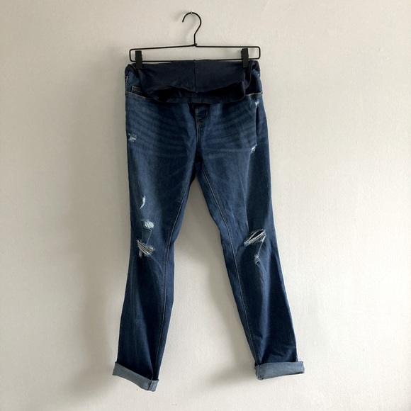 OLD NAVY | Distressed Straight Leg Maternity Jeans - Picture 1 of 3